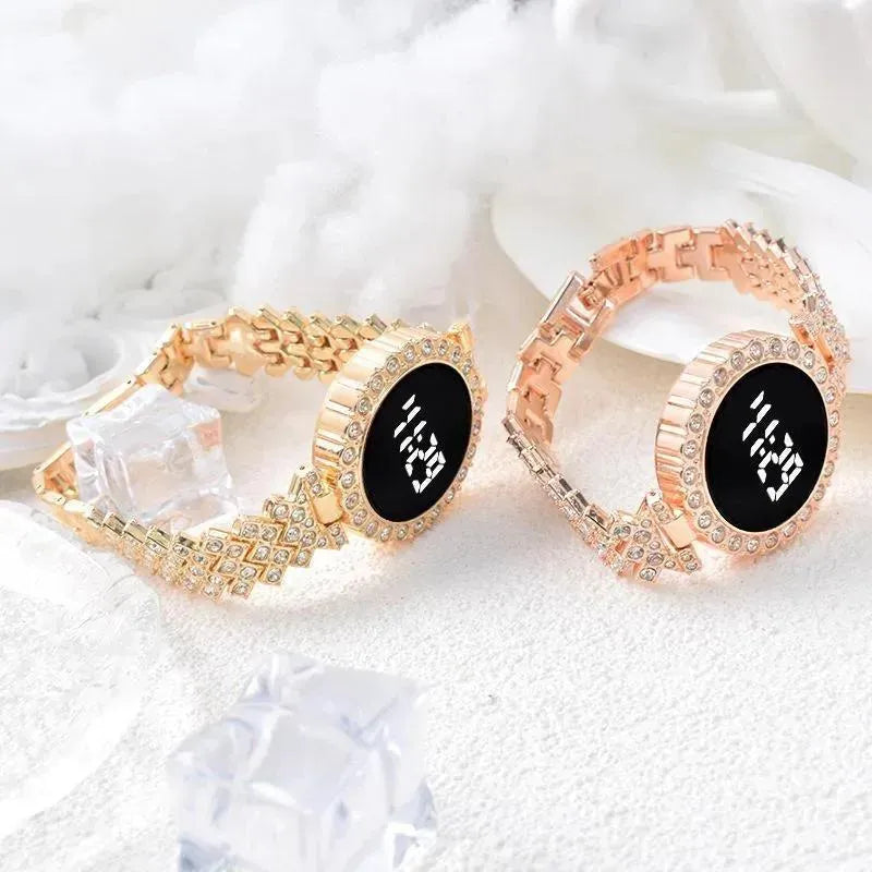 Luxury Rose Gold Women's Digital Bracelet Watch