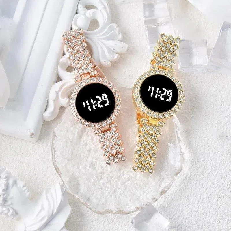 Luxury Rose Gold Women's Digital Bracelet Watch